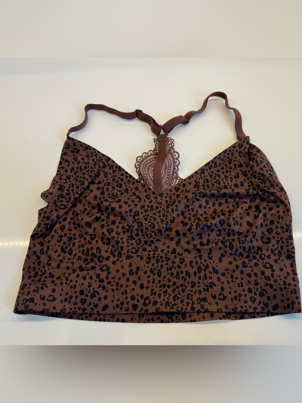 SOMA Enbliss Racerback Leopard Print Lace-Back Bralette-size L
